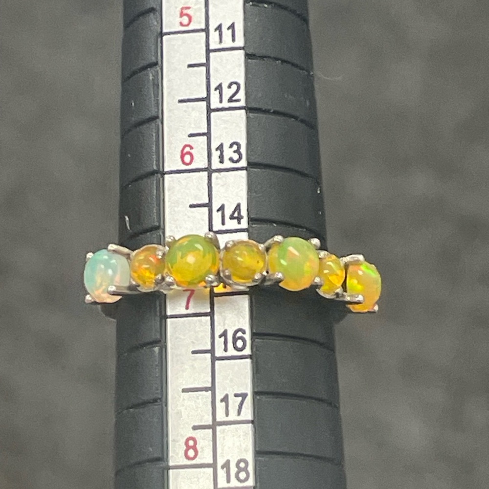 New Fire Opal Ring w Sterling Silver Setting Size 7